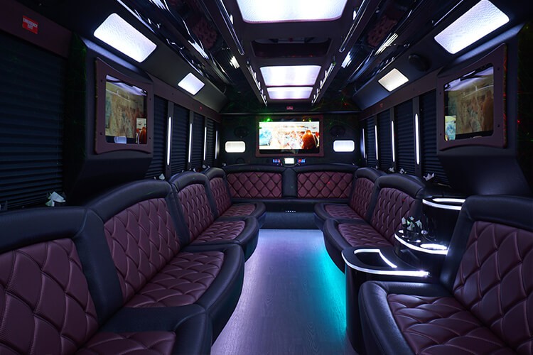 New Jersey Party Bus Interior With A Top Sound System